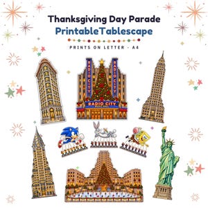 Décoration de table pour le défilé de Thanksgiving, kit de centre de table imprimable (téléchargement numérique) BONUS