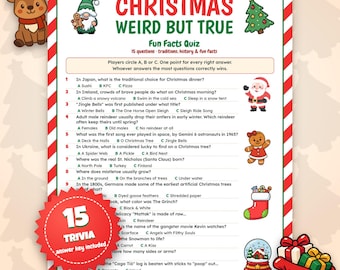 Christmas Trivia Game Printable, Global Holiday Traditions Quiz, Fun Facts Dinner Party Activity, Friendsmas Icebreaker, A4 PDF