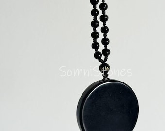 Schwarzer Obsidian Spiegel Anhänger Halskette, Kristall Talisman