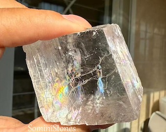 Calcite ottica cristallina naturale di spato d'Islanda, minerali di calcite islandese, 1 pezzo