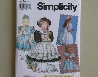 Vintage 1991 Size 2 - 4 AA Toddler Ruffle Dress with Petticoat Pattern - Simplicity 7699