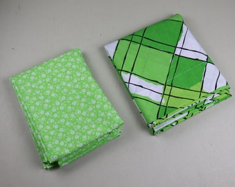 Pick the Sheet You Want:  Vintage Twin Green Floral OR Green Plaid Double Flat Sheet