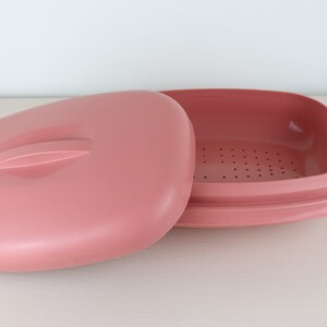 Vintage Pink 3 Piece Tupperware Vegetable Steamer No. 1273 image 2