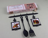 Vintage Cast Iron Spoon, Fork and Trivet Set