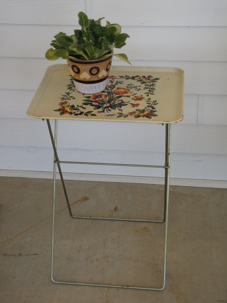 Vintage TV Trays with Stand Set of Four Etsy