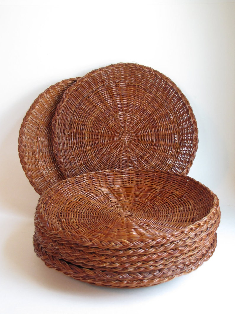Vintage Wicker Paper Plate Holders Set of Nine Etsy
