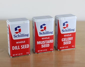 Vintage Spice Containers / Tins / Boxes - set of three - Schilling