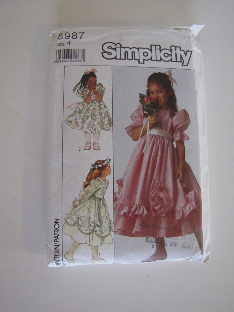 Vintage 1989 Toddler Ruffle Tea Length Dress Simplicity 8987 - Etsy