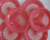 Vintage Plastic Paper Plate Holders - Set of Six - pink