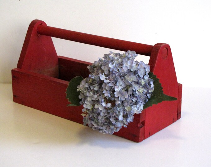 Vintage Red Wooden Tool Box / Planter / Centerpiece Etsy