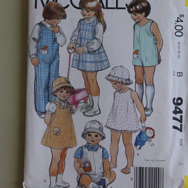 Vintage 1985 Size 3 Toddler Boy Girl Jumper, Sunhat, Stuffed Toys Pattern - Simplicity 9477