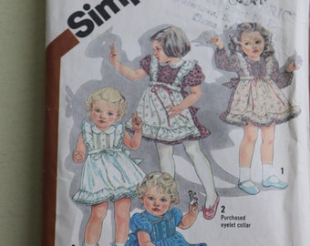 Vintage 1983 Size 3 Baby Girl Cinderella Ruffle Dress Apron Dress - Simplicity 5257