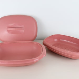 Vintage Pink 3 Piece Tupperware Vegetable Steamer No. 1273 image 1