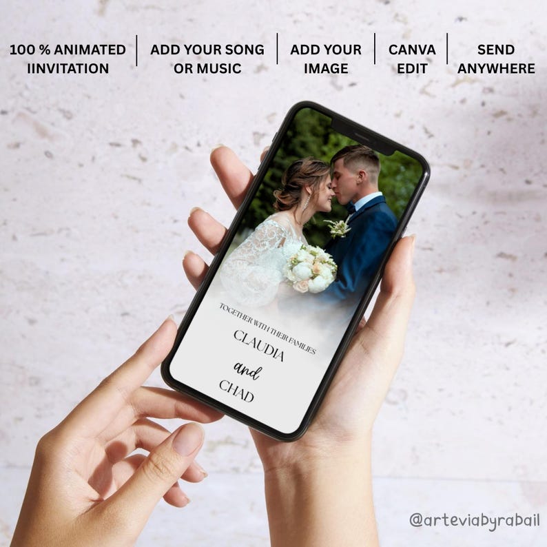 Animated Einvite Animated Wedding Invitation Video, Pink Floral Wedding Invite, Editable ...