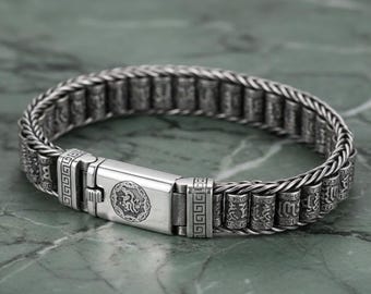 Sterlingzilveren Tibetaanse gebedsmolenarmband, mantra-spinnerarmband