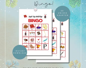 Sinterklaas bingo, 30 bingo cards, Sinterklaas and Piet Dutch, Christmas Eve, Sinterklaas party, Gift game, family, children, A4, PDF