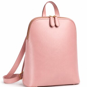 Mini-Rucksack aus rosa Leder, kleiner, lässiger Tagesrucksack für Damen, süßer Festival-Rucksack, pastellfarbene Handtasche, einzigartiges Geschenk für Teenager-Mädchen