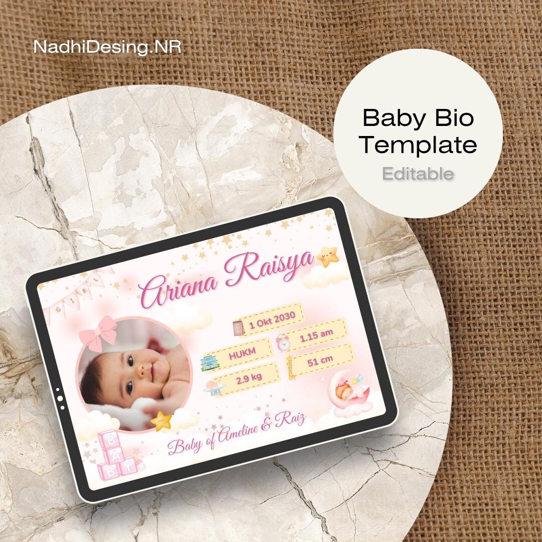 Baby Bio Canva Template - Baby Girl (pink Theme) - Etsy