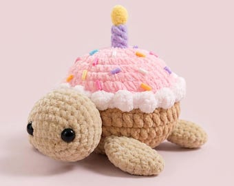 Food Turtle Crochet Pattern – Cupcake Turtle Amigurumi PDF, Cute Dessert Plush Toy for Gifts, Beginner Friendly DIY Project