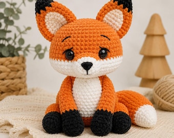 Fox Amigurumi Crochet Pattern – Cute Woodland Fox Plush PDF for Beginners, Baby Gift Toy, DIY Stuffed Animal Pattern