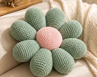 Crochet Pillow Pattern PDF, Bloom Petal Flower Cushion for Cozy Sofa, Bedroom & Nursery Decor