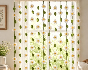 Crochet Curtain Pattern Daisy Vine Window Hanging PDF, Floral Boho Home Decor for Cottagecore Bedrooms, Nursery Windows & Gifts