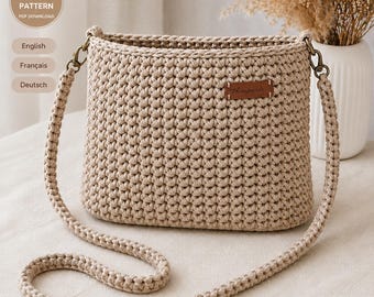Gehäkelte Crossbody Bag Pattern für Frauen, strukturierte Mini-Geldbörse DIY, anfängerfreundliche Alltagstasche PDF-Tutorial