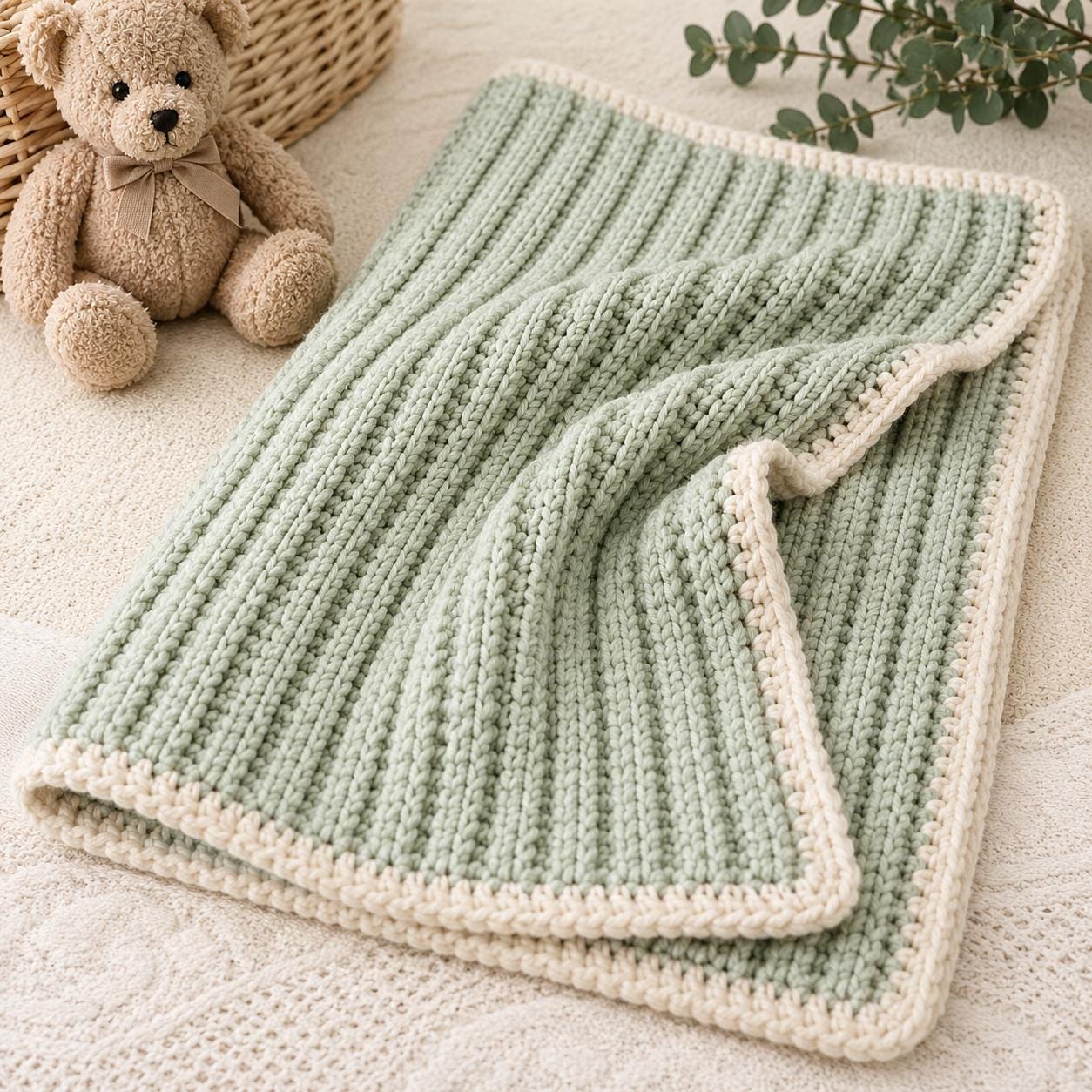 手編みブランケット Light Green かぎ針編みの緑のブランケット - Etsy 日本