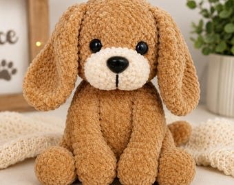 Crochet Dog Pattern Amigurumi Puppy PDF, Floppy Ear Plush Toy Tutorial for Baby Shower Gift & Nursery Decor