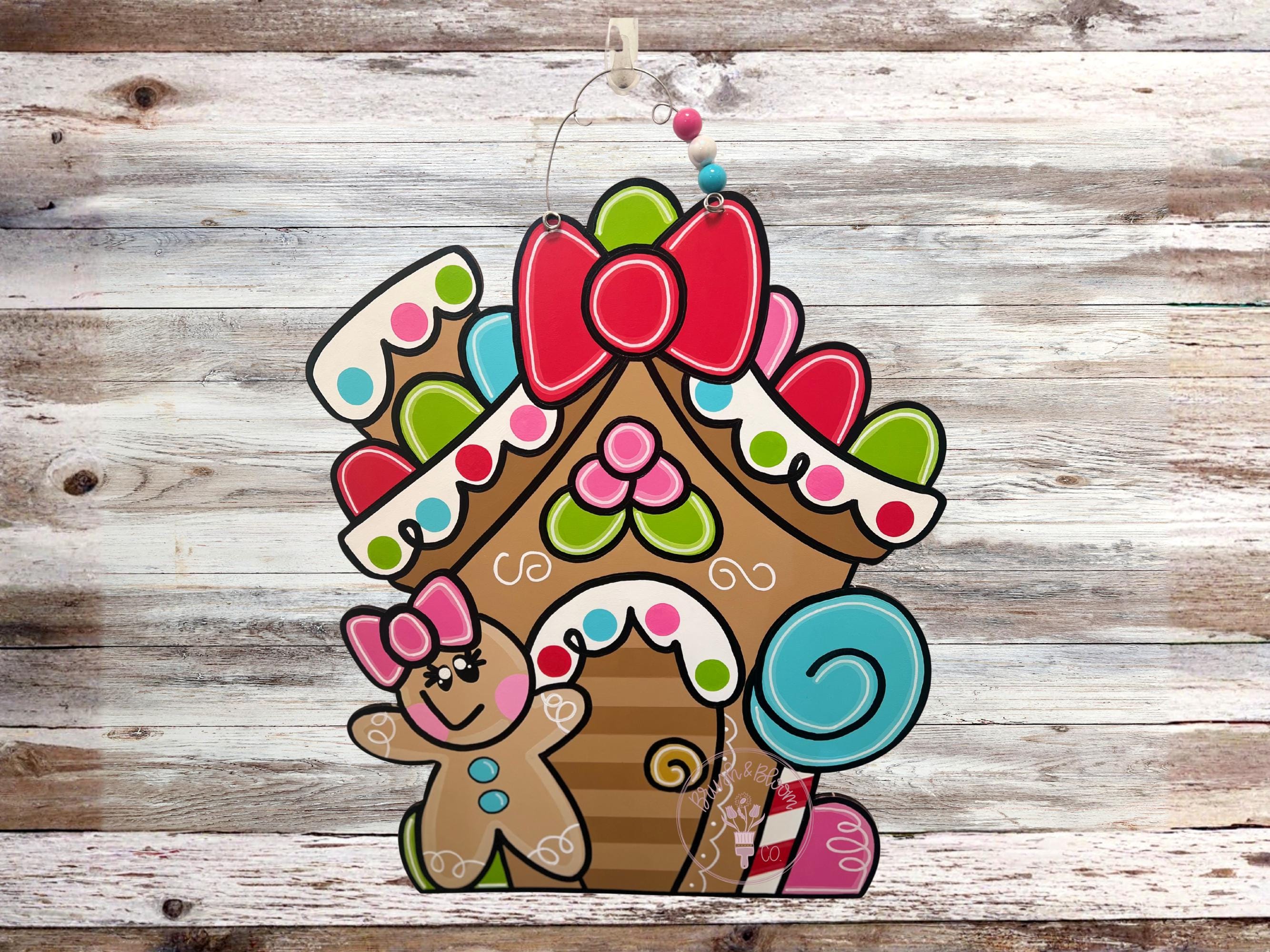 Hand-painted Gingerbread House Door Hanger - Etsy