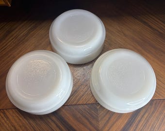 Vintage Milk Glass Soup Bowls – Set of 3 Stackable White Glass Serving Bowls