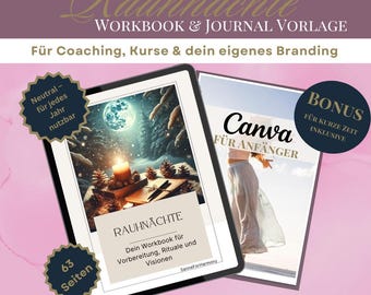 Twelve Days of Christmas Workbook & Journal (Neutral) | Canva Template for Coaches | Timeless Edition | Editable Workbook with Ritual and 13 Wishes