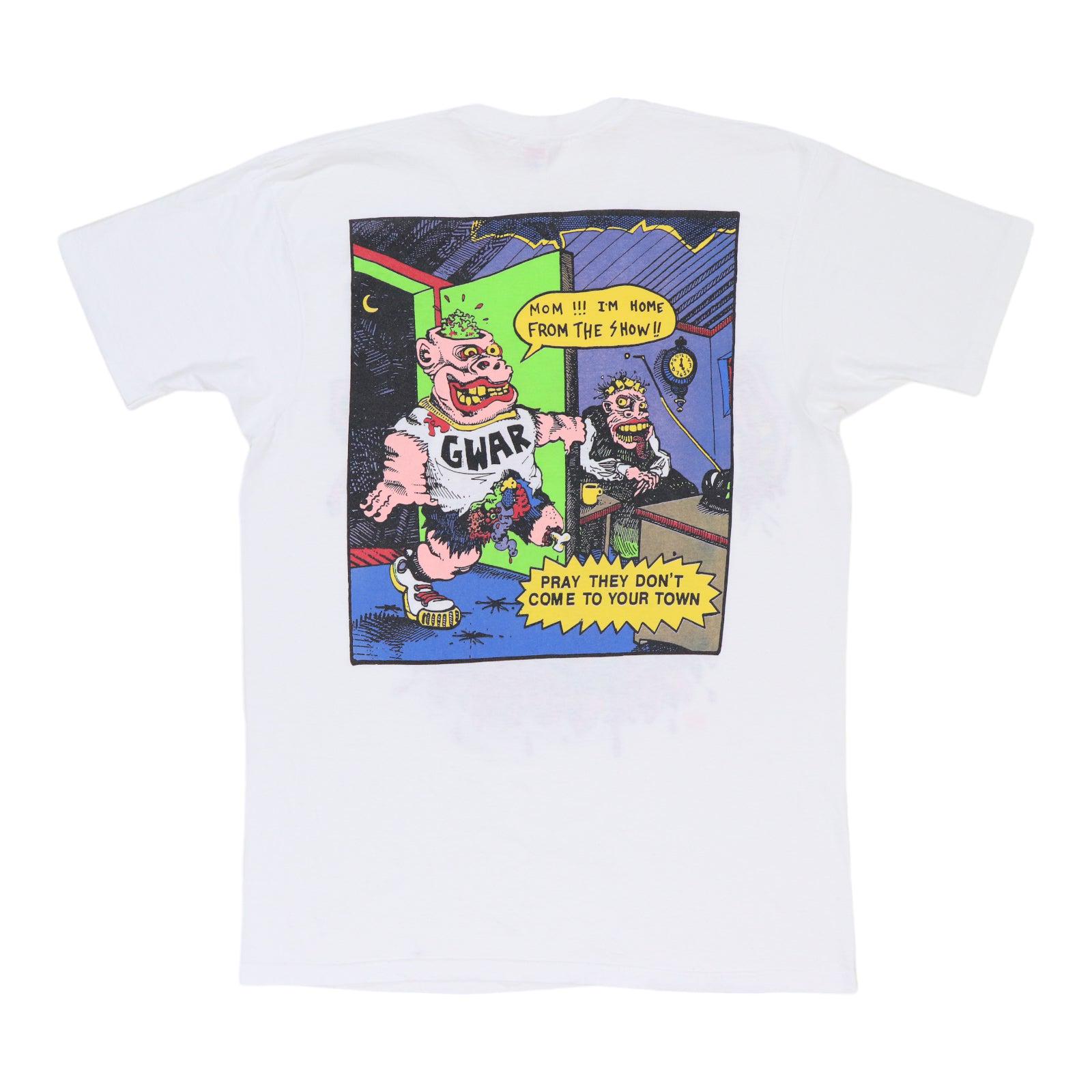 T-shirt Blanc Gwar – Tournée 1992 Pray They Don’t Come To Your Town – Toutes Tailles