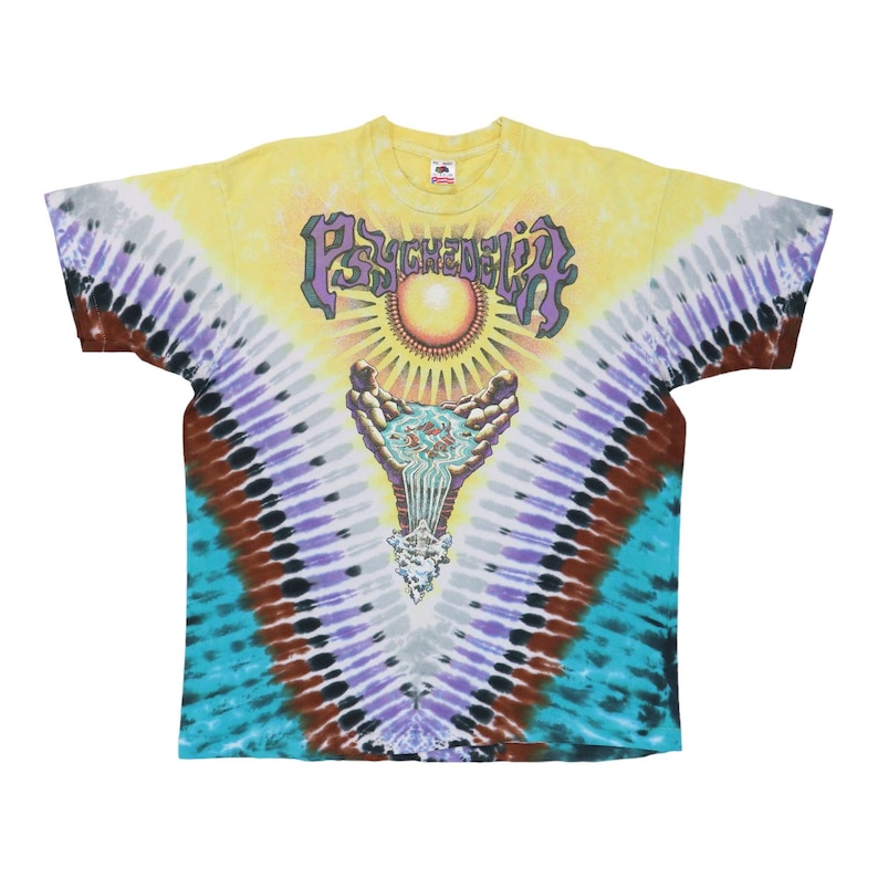 vintage 1991 Psychedelia Liquid Blue Tie Dye Shirt image 1