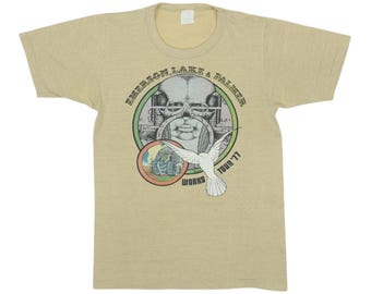 Vtg 1977 Emerson Lake and Palmer Concert T-shirt XS/S 70s Classic