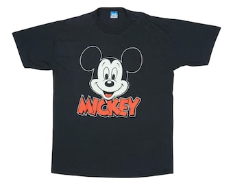 Vintage 80s Disney Character Fashions Mickey Mouse Black Graphic T
