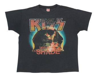 Vintage 90s Kiss Hot in the Shade Tour 1990 Black Graphic Tee