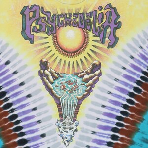 vintage 1991 Psychedelia Liquid Blue Tie Dye Shirt image 3