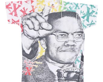 vintage 1990s Malcom X All Over Print Shirt