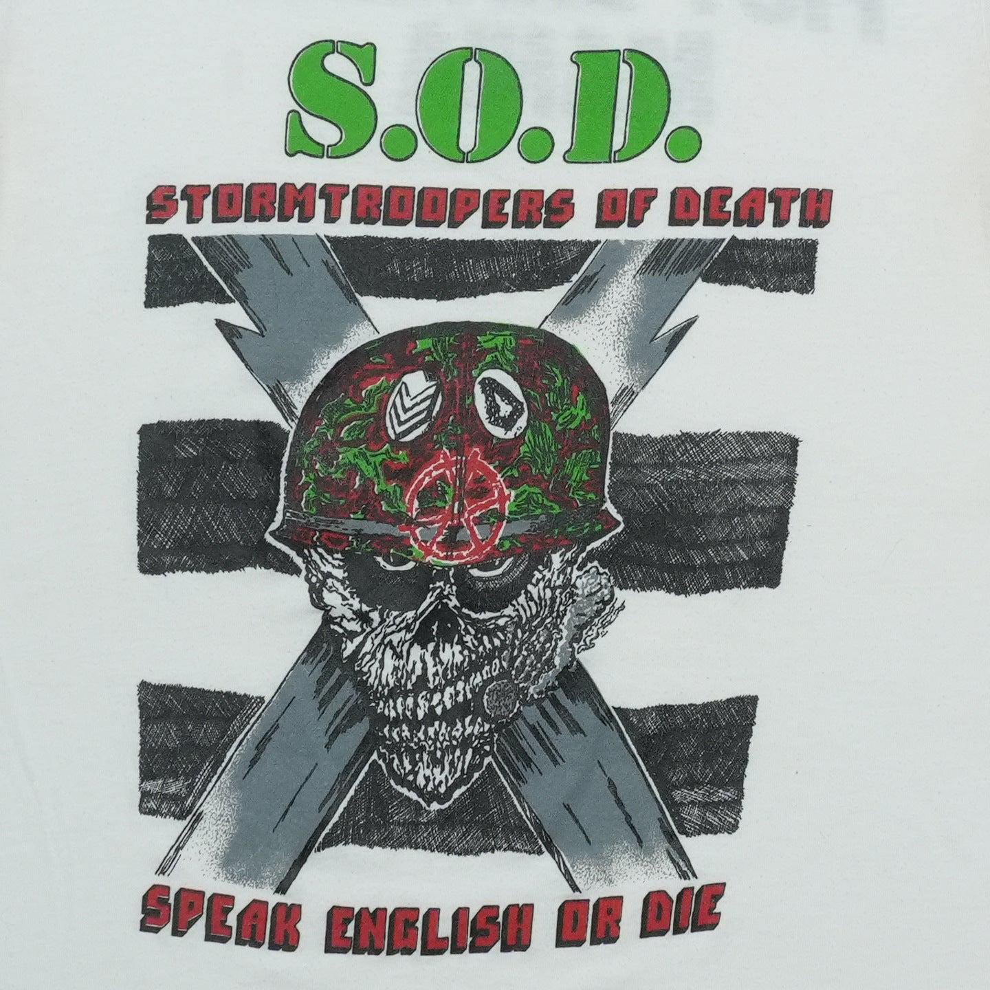 Vintage 1985 S.O.D. Stormtroopers of Death Speak English or Die