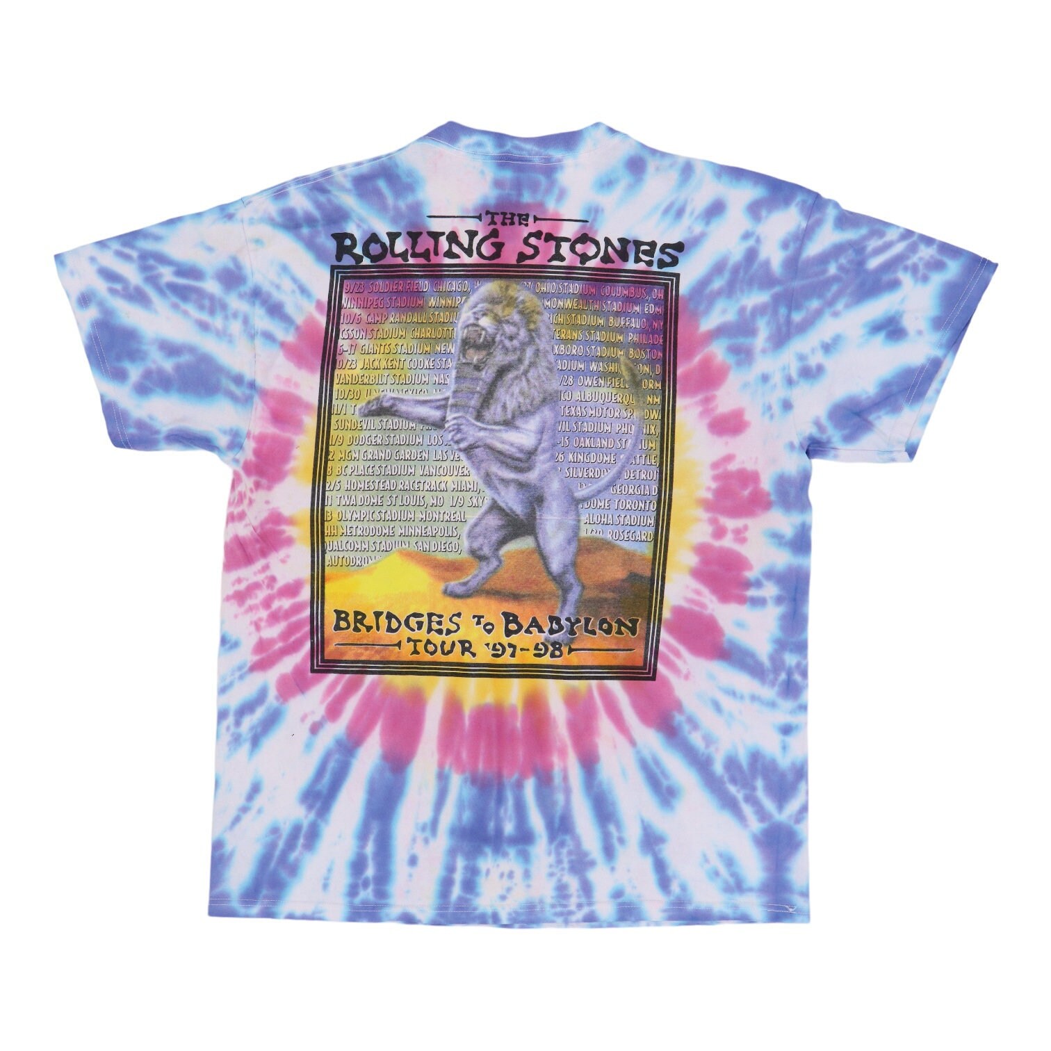 1997ROLLINGSTONES tシャツBRIDGES TO BABYLON Vintage 1997 Rolling Stones Bridges to Babylon Tie Dye Tour