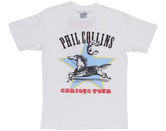 vintage 1990 Phil Collins Serious Tour Shirt, 90s Vintage Pop Music Shirt, Vintage Tour Tee, Mens Size Large, White Vintage Tee