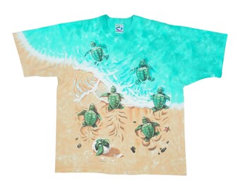 vintage 1996 Sea Turtles Liquid Blue Tie Dye Shirt