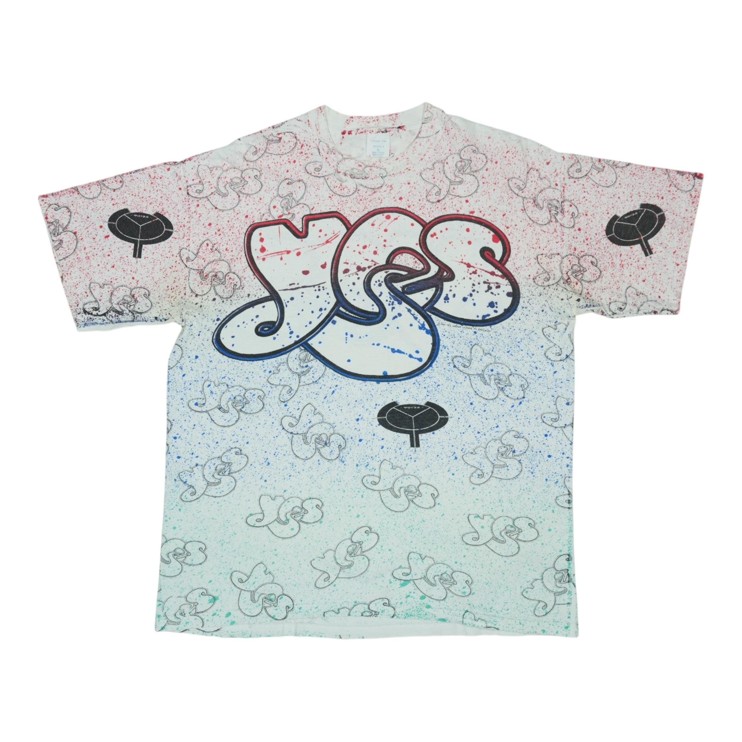 Vintage 1991 Yes 90125 All Over Print Shirt, 90s Vintage Rock Band
