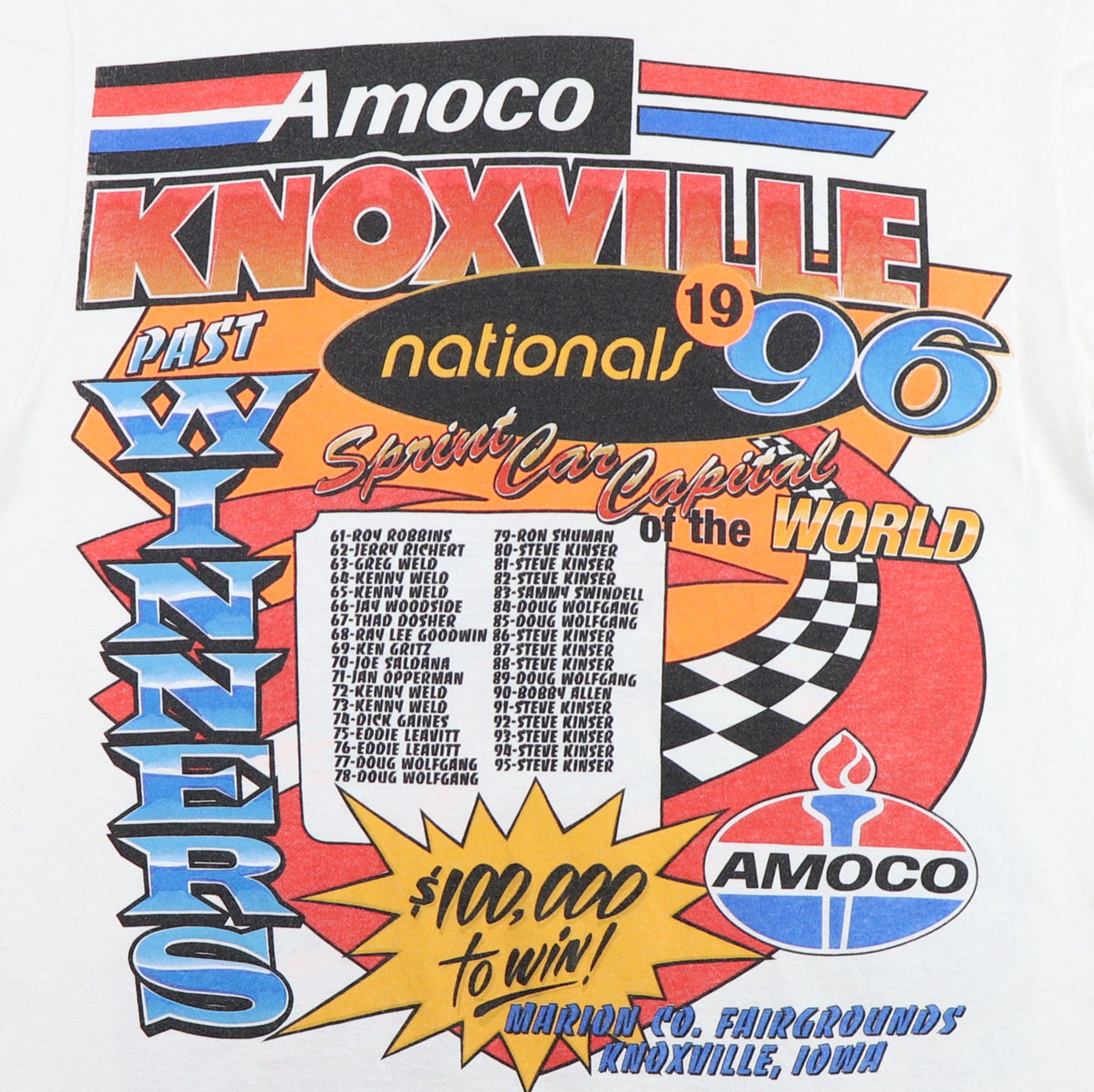 vintage 1996 Knoxville Nationals Sprint Car Race Shirt