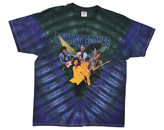 Vintage Y2K Rolling Stones All Over Acid Wash Grey Tie Dye T-shirt