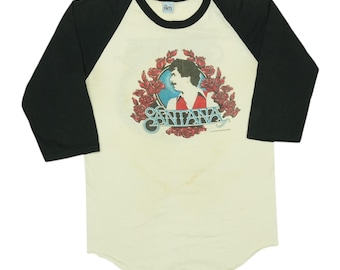 Vintage 70s 80s Santana Band T-shirt With Double Sided Psychedelic