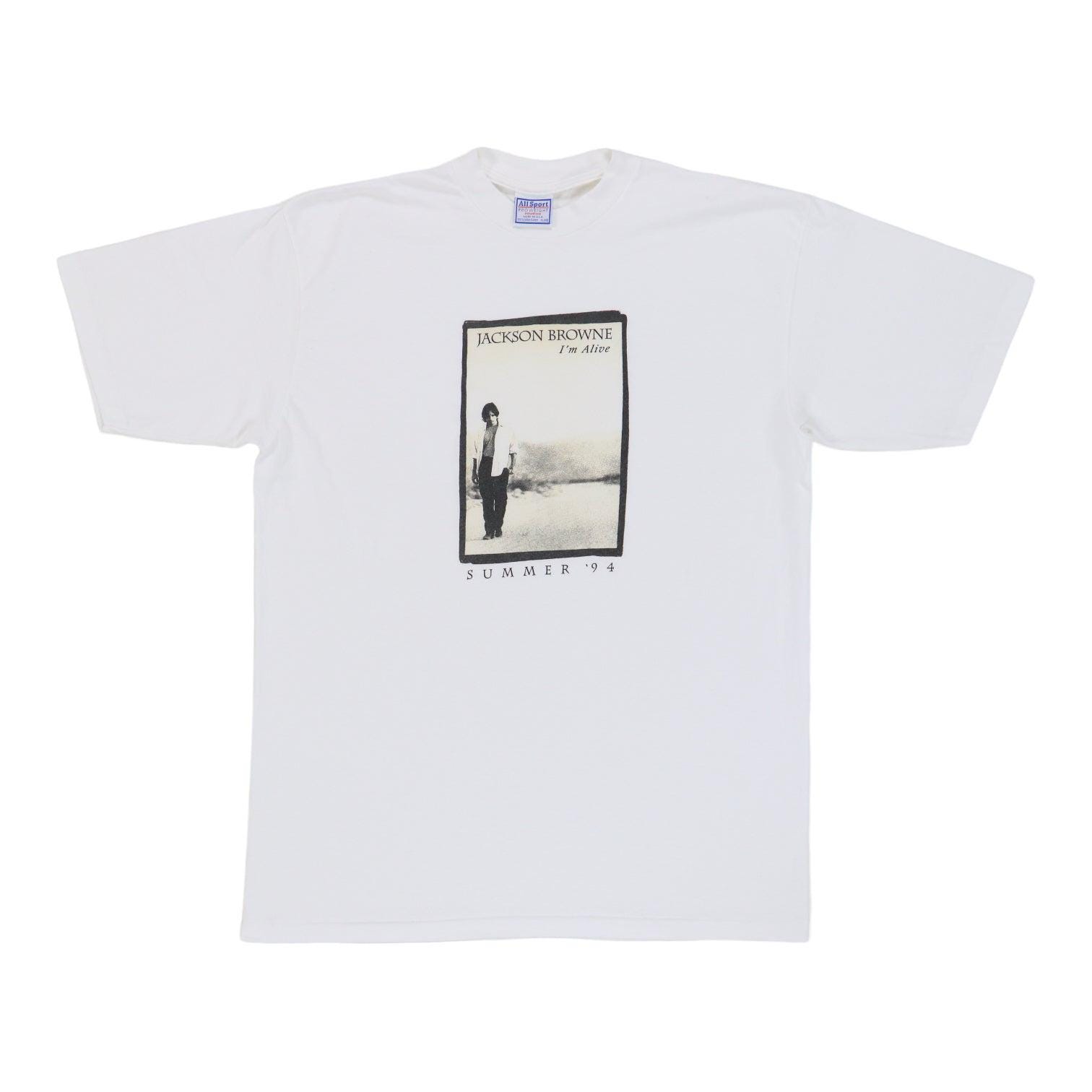 JACKSON BROWNE I'm Alive '93 Tシャツ Jackson Browne Im Alive Album Cover T-Shirt White