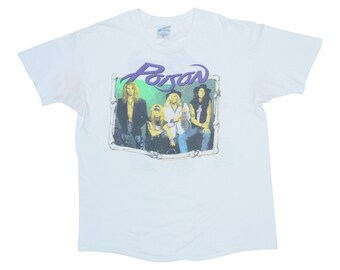 Vintage Poison Flesh & Blood Tour 1990 91 Metal Faded Black T