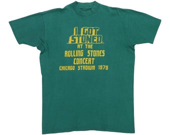 vintage 1975 Rolling Stones I Got Stoned Chicago Concert Shirt, 70s Vintage Rock Band Shirt, Vintage Tour Tee